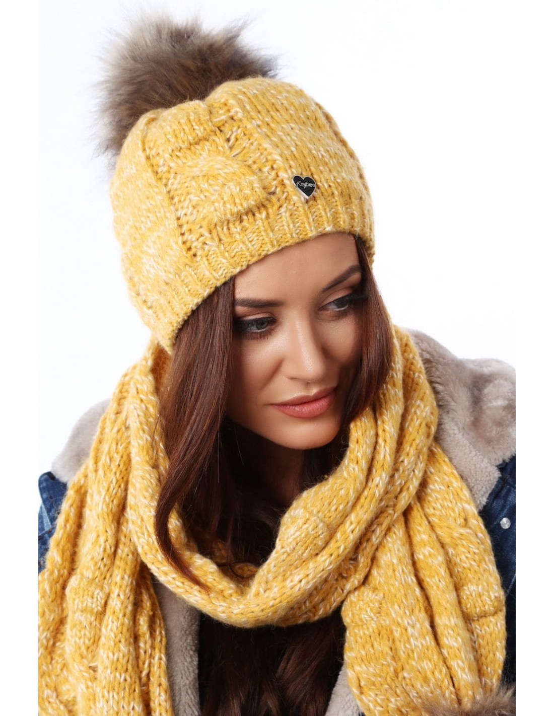 Winter honey set, hat and scarf C40 - Online store - Boutique